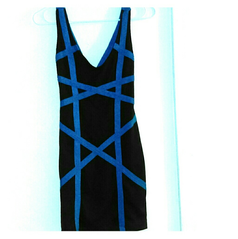 Black and blue mini dress